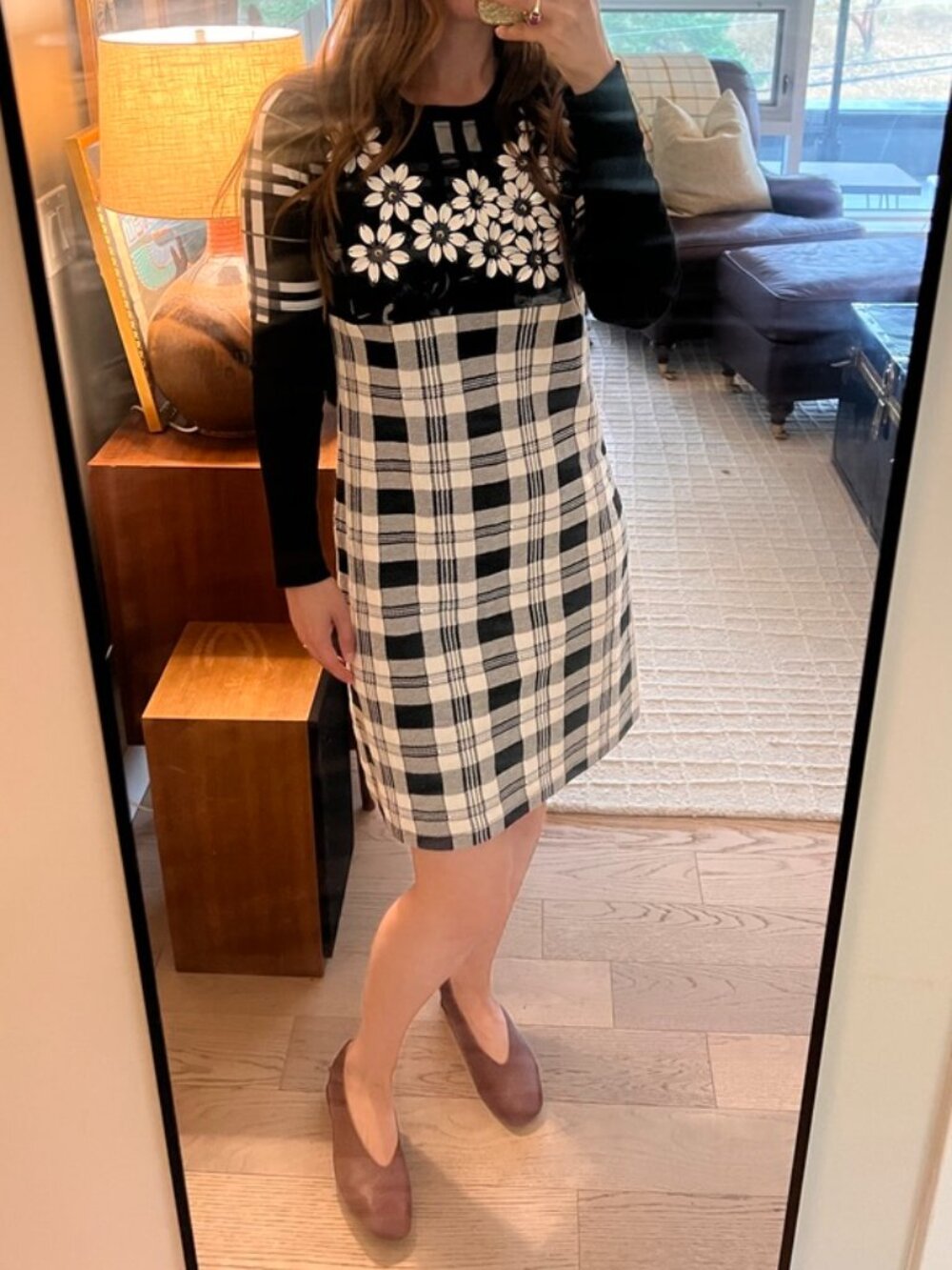 TOBY Made in New Zealand Embellished Plaid Dress | Size 8 | Floral Appliqué | Mo